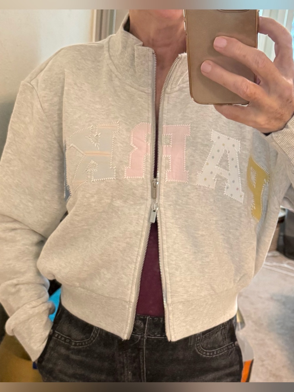 PARKE Patchwork Zip Up Mockneck - Picture 8 of 9